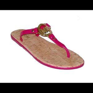 Michael Kors Jelly Flip Flop Cork Bottom UltraPink